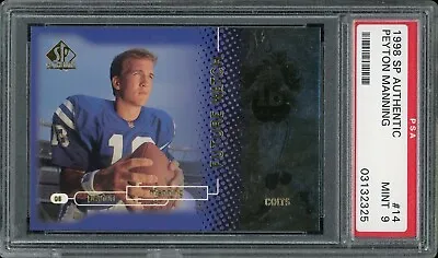 $4500 • Buy 1998 SP Authentic Football #14 Peyton Manning PSA 9