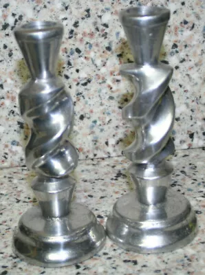 Pair (2) Of Mariposa Candle Sticks Metal Shiny Beautiful 6 3/4  Tall • $24