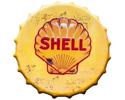 Shell Oil Vintage Retro Wall Display Sign Metal Bottle Top Memorabilia Cool 40cm • £12.25
