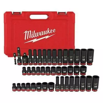 Milwaukee Shockwave 6-Point Impact Socket Set 3/8IN 43-Pc. MET & SAE • $105