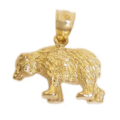 New 14k Yellow Gold 3D Grizzly Bear Pendant • $329.99