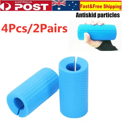 $35.89 • Buy 2 Pairs/4Pcs Thick Fat Barbell Silicone Grips Pull Up Weightlifting Equipment AU