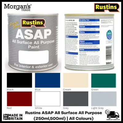 Rustins  ASAP Quick Dry All Surface All Purpose Paint - All Colours - All Sizes • £13.10