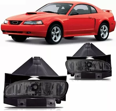 Fog Lights For 1999-2004 Ford Mustang GT Smoke Bumper Black Lamp Left + Right • $25.29