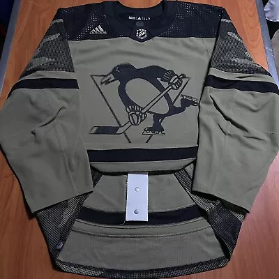 Team Issued MiC Adidas Authentic Pittsburgh Penguins Military NHL Jersey Camo 54 • $450
