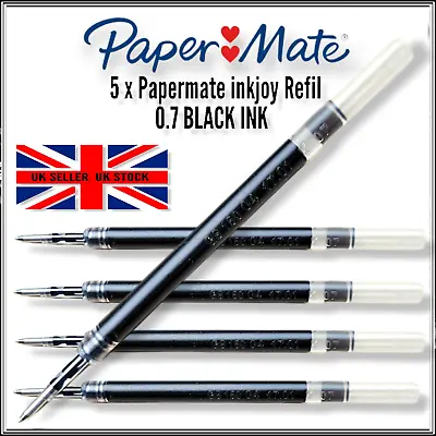 £3.70 • Buy 5 X Paper Mate InkJoy Pen Gel Refill 0.7mm Medium Tip Nib BLACK INK Pack Of 5