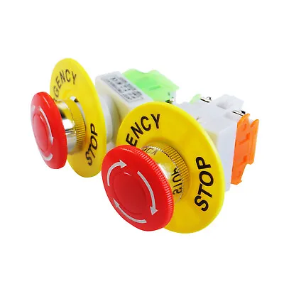 1NC+NO 22mm Emergency Stop Push Button Switch Red Mushroom Equipment E Stop Shut • $7.98