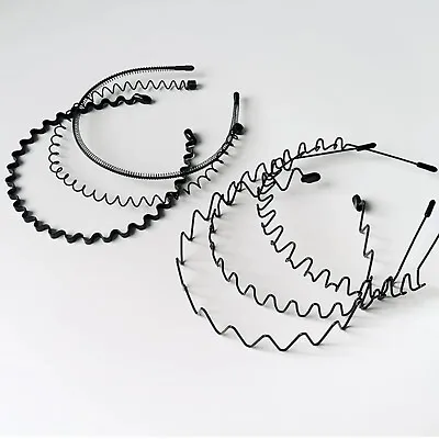 Black Metal Sports Hairband Headband Wave Alice Style Hair Ring For Men Women.   • £2.89