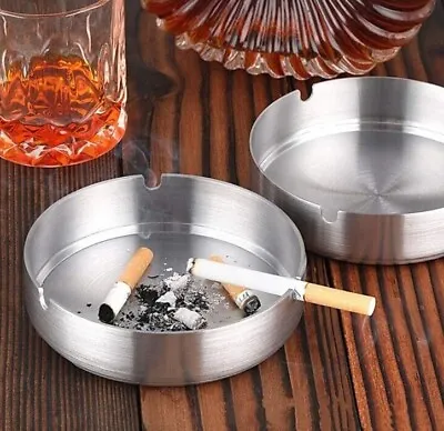 Round Metal Ashtray 12cm Or 8cm Garden Table Pub • £5.99