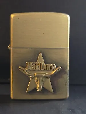 Vintage 1979 Zippo Brass Marlboro Cigarettes Lighter Steer Head UN-FIRED • $2000