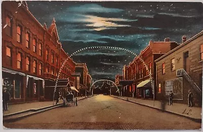 Vintage Marion Indiana Postcard Lights Street Scene Big Bear Sign 1910 • $4.65