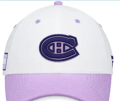 White/Purple Montreal N H L Canadiens Authentic Pro Hockey Fights Cancer Hat • $25.49