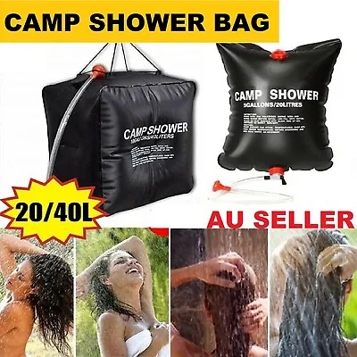 Camping Shower Bag Solar Heated Portable Water Pipe Solar Shower Bag Camp Travel • $20.49