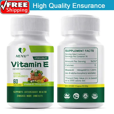Vitamin E Oil 60 Softgels | Vit E Capsules For Hair Skin Nail Face Health Vegan • £13.19