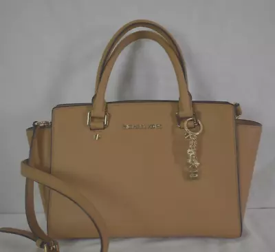 🌞michael Kors Selma Med Tan Brown Peanut Saffiano Leather Satchel Bag • $99.99