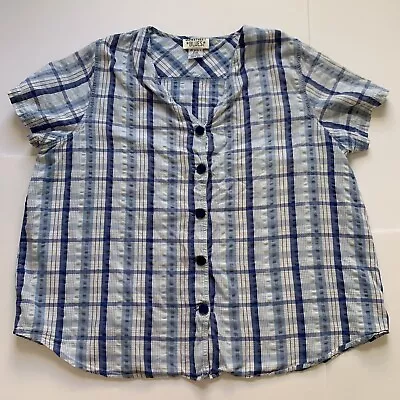 Main Street Blues Button Short Blue Plaid 22WP XL • $12.90