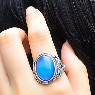 Mood Ring Fun Jewels Burnished Sterling Silver Color Change Stone SizeAdjustable • $96.37