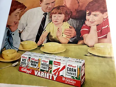 Ginger Kids Kelloggs Corn Flakes Variety Pack Cereal Vtg 1956 Ad Magazine Print • $12.59