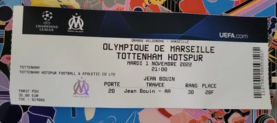 £6 • Buy OLYMPIQUE DE MARSEILLE V TOTTENHAM USED TICKET 01/11/22 CHAMPIONS LEAGUE SPURS