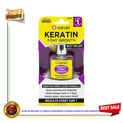 Nail-Aid Keratin 3 Day Growth Nail Treatment & Strengthener Clear 0.55 Fl Oz • $5.48