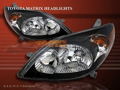 $193.99 • Buy 03-08 Toyota Matrix Xr/xrs Jdm Black Crystal Headlights Headlamps Assembly