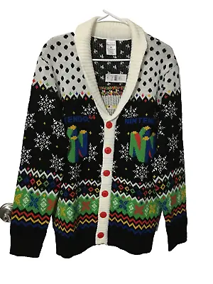Official Nintendo 64 Christmas Cardigan Sweater Size M-Medium Colorful NWT • $85