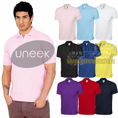 Uneek Jersey Polo Shirt 100% Cotton Plain Tee Unisex Top Casual Leisure Work  • £6.95