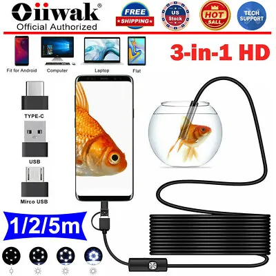 7.0mm HD USB Mini Endoscope Borescope Snake Inspect Cam 3 In 1 For Phone Android • $9.99