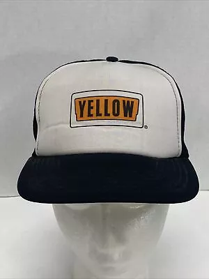 Vtg Yellow Freight Trucking Company Mesh Snapback Trucker Hat Black USA Made • $19