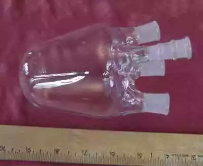 Pyrex Borosilicate Glass Round Bottom 4 Neck Boiling Reaction Flask Vessel 350ml • $34