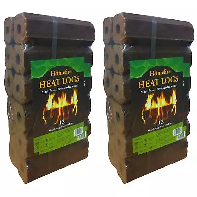 Homefire High Energy Ultra Dry Heat Logs Eco Wood Open Fire Log Fuel Pack Of 24 • £24.99