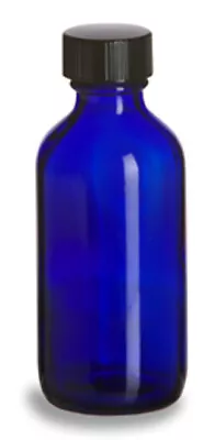 COBALT BLUE Glass Bottles 2 Oz (60 Ml) With Cone-Lined Caps (2-4-8-12-24 Count) • $14.95