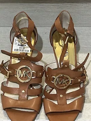 MICHAEL KORS Gold Accessories Heel Sandals MK Logo US Size 8 • $20