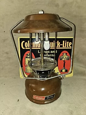 Vintage 1979 Coleman Model 275 Lantern No Globe USA Brown 2 Mantel Great Vent • $1