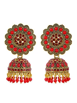 Jhumki Earrings For Indian Women Meenakari Pearl Gold Earings Fashion Jewelry • $10.45