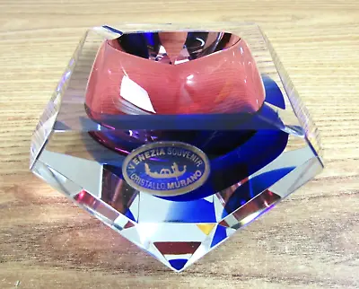Mid Century Venezia Murano Faceted Glass Bowl Ashtray • $116.96
