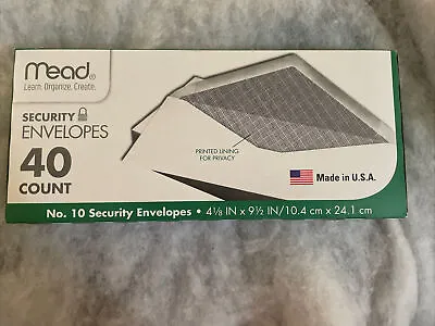 Mead Security Envelopes #10 40 Count #75214 4 1/8  X 9 1/2  • $6.70