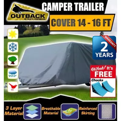$117.99 • Buy Explore Camper Trailer Cover 14-16 Ft 4.3-4.7m Jayco Swan Free Chocks Caravan RV