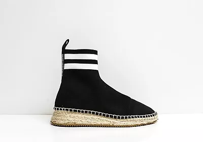$620 • Buy Alexander Wang Women's Black & White Knit Boot Dylan 33048E New In Box