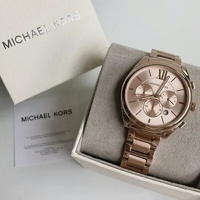 Michael Kors MK7108 Womens Janelle Rose Gold Tone Oversized 42 Mm Watch • $94