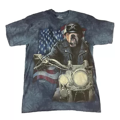 The Mountain 2011 Manimals Biker Dog USA Vincent Hie Blue Tie Dye T-Shirt Sz MED • $16