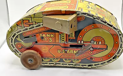 Marx Vintage 1930s Tank No. 3 Tin Windup  Rollover  Tank--WORKS--868.24 • $149.99