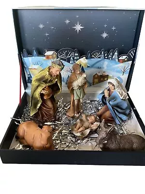 Vintage 1970’s Christmas 6 Piece Hollow Cast Ceramic Inc Clothtique Nativity Set • £10