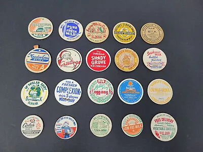 Lot Of 20 Different Milk & Juice Bottle Caps  Various Farm  Caps Advertising • $15.99