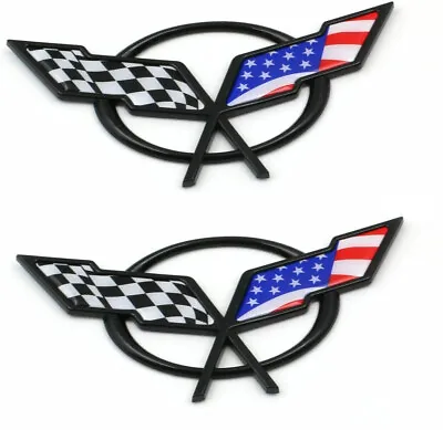 Set C5 Emblems Badges USA Flags For 1997-2004 Chevy Corvette 19207384 Black • $24.64