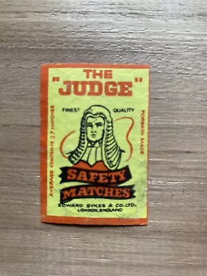 Judge Safety Matches Made In Italy Sykes London Matchbox Label • £0.99