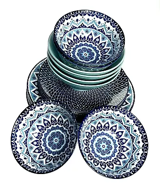 $99.90 • Buy Dinner Set Of 16 Pieces Lovely Moroccan Colours And Design Porcelain