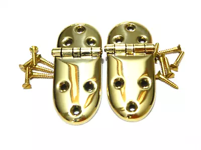 Vintage Ice Box Hardware Hinge Brass Heavy Brass Pair • $36.98