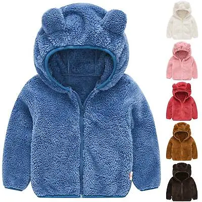 £11.09 • Buy Kids Baby Boys Girls Fleece Teddy Bear Coat Hoodie Winter Warm Hooded Zip Jacket