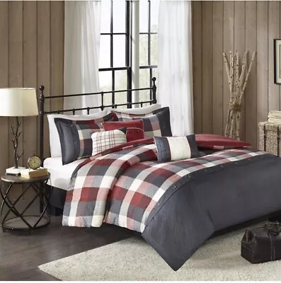 7pcs Madison Park Ridge Comforter Set - Cabin Lodge Plaid Herringbone Design • $70